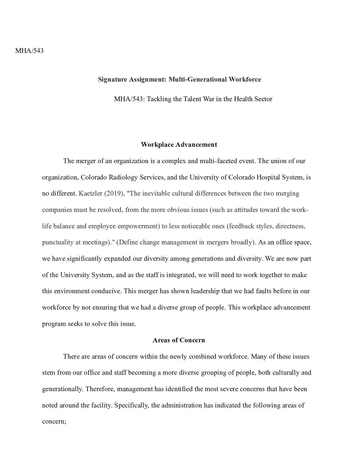 Preview image of Multi Generational Workplace.docx    MHA/543  Signature Assignment: Multi-Generational Wor document
